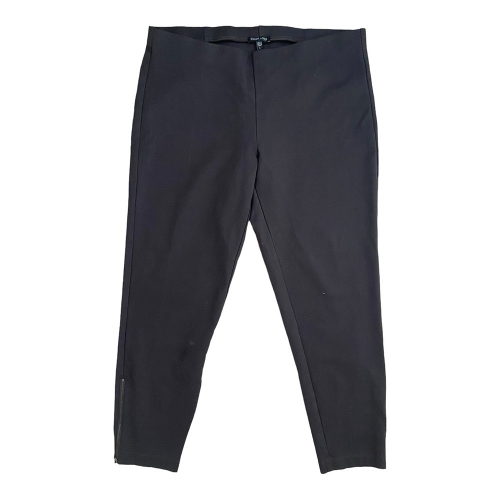 Eileen Fisher Heavyweight Rayon Knit Pant Gray / Navy Size L Zip Ankle Stretch